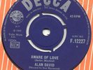ALAN DAVID*AWARE OF LOVE / WALKING ON AIR*DECCA 45
