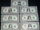 ACDC  7 real US DOLLAR BILLS rare MINT ac/dc $1 note