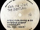THE BEATLES  -  ASK ME WHY - UK EMIDISC - Acetate