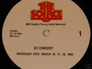 U2 1984 Source Radio Show Concert Live 2LP w/CUE