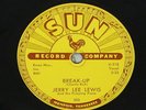 JERRY LEE LEWIS SUN LABEL RECORD 303 BREAK-UP 78 RPM