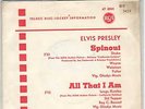 Sg  -  ELVIS PRESLEY  -   SPINOUT    - DJ COVER