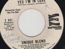 UNIQUE BLEND northern soul 45 Yes I’m In Love demo HEAR