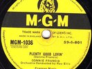 MEGA-RARE 1959 CONNIE FRANCIS 78 PLENTY GOOD LOVIN' EX