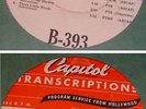 KING COLE TRIO  Transcription Record  B-393 / B-394