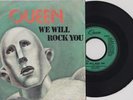 QUEEN We will rock you French GREEN plastic label PS 45