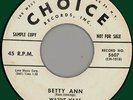WAYNE HAAS Betty Ann 45rpm Choice 1958 rockabilly
