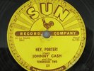 JOHNNY CASH SUN 78 Record 221 CRY CRY CRY / HEY PORTER