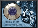 BILLY FURY - HALFWAY TO PARADISE - FRAMED 'SILVER' 45rpm  RECORD