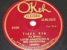 Louis Armstrong & His Orchestra on Okeh 78 8800 - Tiger Rag / Dinah, E-/E