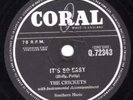 MEGA-RARE BUDDY HOLLY & THE CRICKETS 78 IT'S SO EASY /LONESOME TEARS Q.72343 EX+