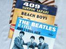 OLD 45 RECORDS WITH SLEEVES THE BEATLES IF I LOVE HER, BEACH BOYS. FABIAN