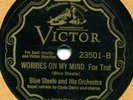 Victor 23501 Blue Steele Orch WORRIES ON MY MIND 1930 E+  500 pressed MEMPHIS