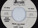 Blues Rocker 45 LARRY DALE Feelin' All Right HERALD HEAR