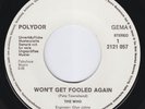 THE WHO Won't Get Fooled Again  M- cond Germany DEMO promo 45 LISTEN