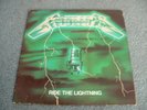 METALLICA `Ride The Lightning` French LP w/ GREEN cover 1984 error rare vg++/vg+