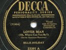 Rare Jazz 78 - Billie Holiday - Lover Man - Decca #23391  Very Strong VG+