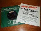 ?BEATLES 1965 UK 1st PRESS FACTORY SAMPLE DEMO 'TICKET TO RIDE' + PROMO INSERT?