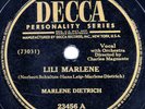 RARE 1945 CLASSIC MARLENE DIETRICH 78 LILI MARLENE /SYMPHONIE US DECCA 23456 EX+