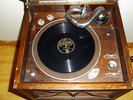 Wind up gramaphone and a selection of 78 rpm records