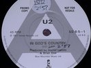 RARE U2 PROMO IN GOD’S COUNTRY/BULLET THE BLUE SKY ISLAND 7” Single U2 6-5-1 EX+