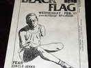 RARE 1981 BLACK FLAG FLYER FEAR CIRCLE JERKS CHINA WHITE @ STARDUST PUNK KBD
