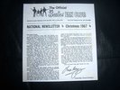 THE BEATLES OFFICIAL FAN CLUB RARE 1967 NEWSLETTER FROM XMAS FLEXI DISC-INSERT