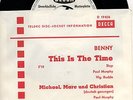 Sg. -   BENNY    -  THIS IS THE TIME  -  weisse Promo