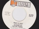 ALLISON & CALVIN TURNER on LULU What is this / It's over between us FUNK 45