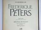 IN MEMORIAM FREDERIQUE PETERS Récital piano Chopin Beethoven Fauré Pathé DTX 318