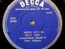 BILLY FURY DEMO / DEMONSTRATION SAMPLE 45 RECORD MARGO - ONE SIDED - DECCA