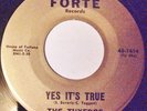 THE TUXEDOS- Yes It's True b/w Trouble Trouble-RARE Doo-Wop 45- Forte #1414