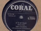 BUDDY HOLLY / THE CRICKETS - It's So Easy / Lonesome Tears 78 rpm disc
