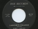 HEAR-Rare Rock n Roll Instr. 45-King's Lancers- Lancers Charge- Doe / 1st Press?