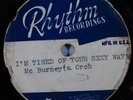 Hear 78 rpm R&B Doo-Wop McBURNEY'S ORCH Test Press RHYTHM RECORDINGS