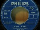 ELTON JOHN Your Song / Border Song RARE GREEK ORIGINAL 1970 45rpm MONO 7