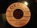 THE WHO 45 ANYWAY ANYHOW ANYWHERE PROMO MOD RARE VINYL