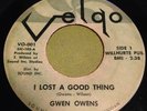 Gwen Owens northern soul I Lost A Good Thing / I'll Be Crying on Velgo