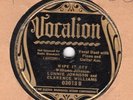 Vocalion 03013 ( off OKEH) Lonnie Johnson & Clarence Williams WIPE IT OFF hokum