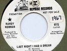 RANDY NEWMAN Last Night I Had A Dream NON-LP SONG b/w I Think He's Hiding PROMO