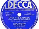 Vintage 78 RPM Decca Record Judy Garland Wizard of Oz Over the Rainbow#2672