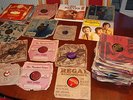 Large stack of vinyl records