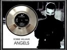 ROBBIE WILLIAMS - ANGELS - FRAMED 'SILVER' 45rpm  RECORD