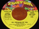 LEROY HUTSON All Because of You MONO/STEREO PROMO 45 Curtom CMS0100 FUNK/SOUL NM