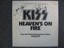 KISS HEAVEN’S ON FIRE PROMO 12” HAND SIGNED AUTOGRAPH GENE SIMMONS/ PAUL STANLEY
