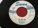Beatles 45 She Loves You on rare Swan White Label w Blue Letters