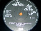 ?THE BEATLES 1970's UK SOLID CENTER DEMO + LABEL ERROR I WANT TO HOLD YOUR HAND?