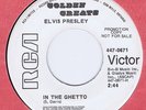 Elvis Presley 45 In The Ghetto 1975 Rare Promo Reissue Canada RCA 447-0671 NM