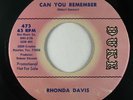 70s Soul 45 RHONDA DAVIS Can You Remember / Long Walk on Duke NM promo