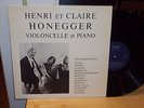 HENRI ET CLAIRE HONEGGER Violoncelle Et Piano ORIG SWISS PRIVATE LP Cello RARE